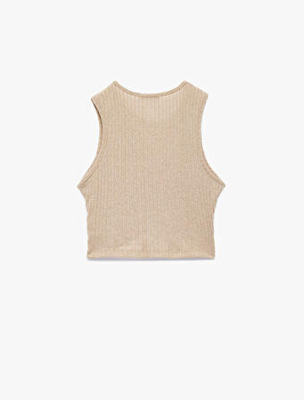 Rahat Kalıp Bisiklet Yaka Kolsuz Pijama Üstü