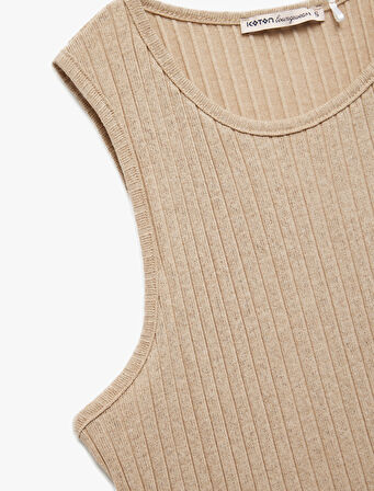 Rahat Kalıp Bisiklet Yaka Kolsuz Pijama Üstü