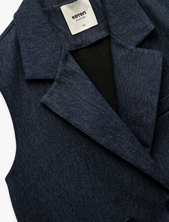 Kruvaze Yaka Kolsuz Crop Blazer Yelek