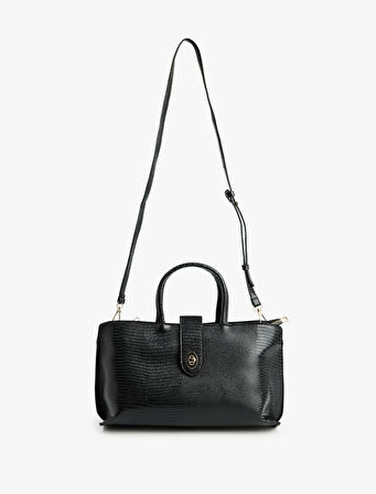 Timsah Derisi Görünümlü Saplı Askılı Omuz Çantası