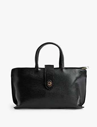 Timsah Derisi Görünümlü Saplı Askılı Omuz Çantası