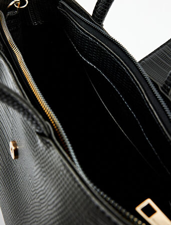 Timsah Derisi Görünümlü Saplı Askılı Omuz Çantası