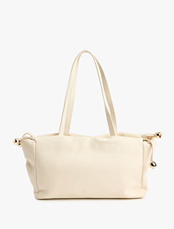 Suni Deri Metal Aksesuarlı Saplı Tote Çanta