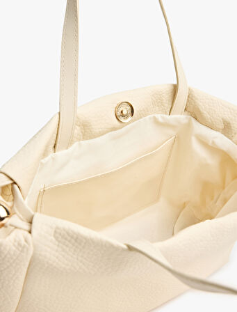 Suni Deri Metal Aksesuarlı Saplı Tote Çanta