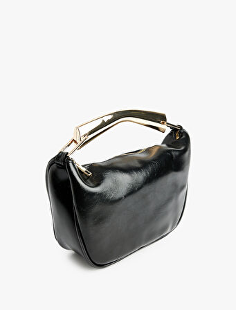 Metal Aksesuarlı Fermuarlı Suni Deri El Çantası