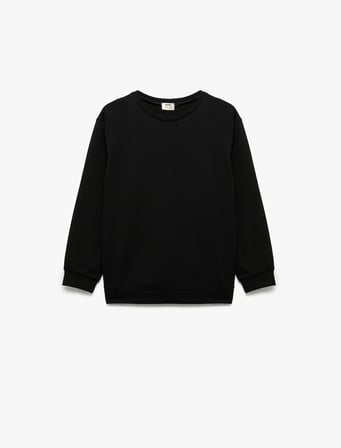 Uzun Kollu Bisiklet Yaka Basic Sweatshirt