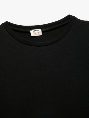 Uzun Kollu Bisiklet Yaka Basic Sweatshirt