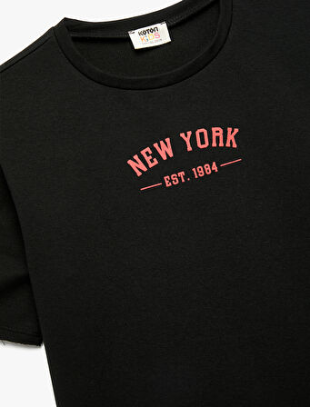 Baskılı Bisiklet Yaka Kısa Kollu Tişört