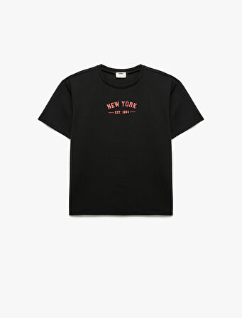 Baskılı Bisiklet Yaka Kısa Kollu Tişört