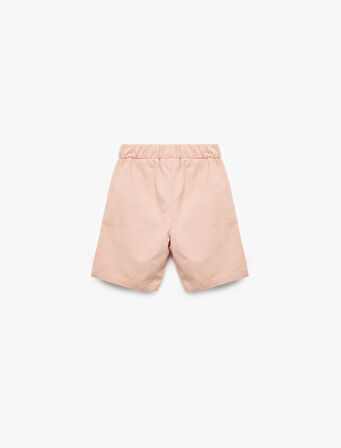 Beli Lastikli Pamuklu Cepli Basic Şort