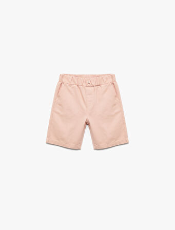 Beli Lastikli Pamuklu Cepli Basic Şort