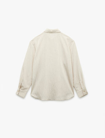 Viskon Kumaş Uzun Kollu Klasik Yaka Oversize Gömlek