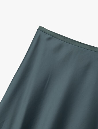 Beli Lastikli Balık Kesim Midi Saten Etek