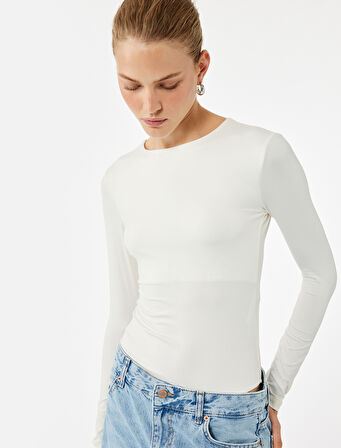 Slim Fit Uzun Kollu Bisiklet Yaka Bodysuit