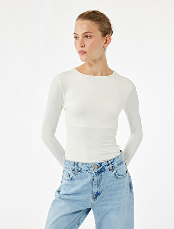 Slim Fit Uzun Kollu Bisiklet Yaka Bodysuit