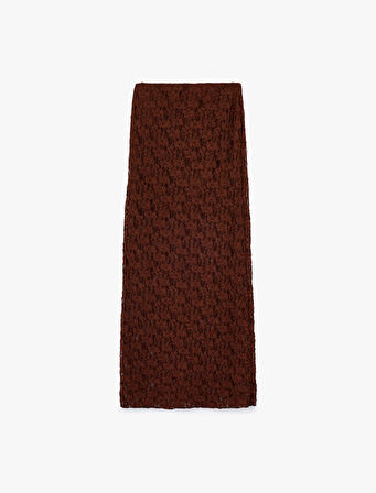 Slim Fit Yüksek Bel Dantel Midi Kalem Etek