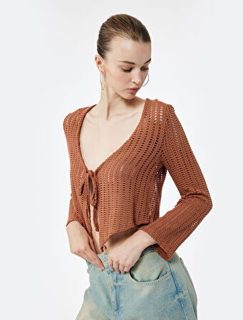 Pamuklu Bağlamalı Uzun Kollu Hırka