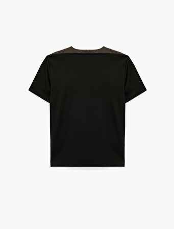 Kısa Kollu Renk Kontrastlı Bisiklet Yaka Spor Tişört