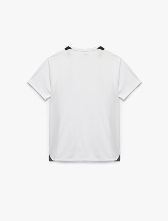 Kısa Reglan Kollu Renk Kontrastlı Bisiklet Yaka Spor Tişört