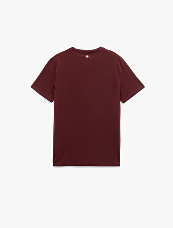 Kısa Kollu Şerit Detaylı Bisiklet Yaka Spor Tişört