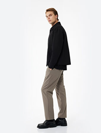 Slim Fit Cep Detaylı Düğmeli Esnek Kumaş Pantolon