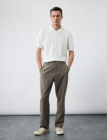 Slim Fit Cep Detaylı Düğmeli Esnek Kumaş Pantolon