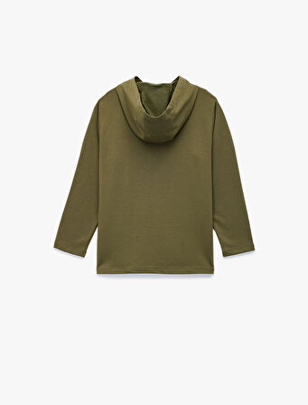 Pamuklu Uzun Kollu Kapşonlu Baskılı Sweatshirt