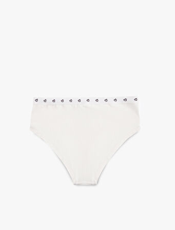 Yüksek Bel Kalp Baskılı Pamuklu Rahat Kalıp Hipster Külot