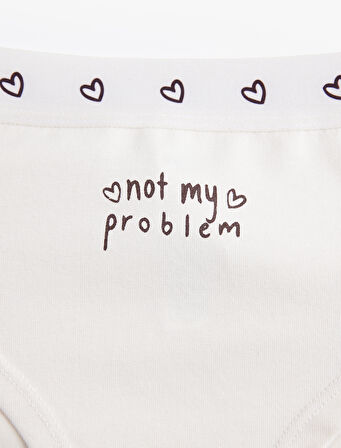 Yüksek Bel Kalp Baskılı Pamuklu Rahat Kalıp Hipster Külot