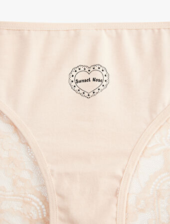 Arkası Dantel Detaylı Baskılı Brazilian Külot