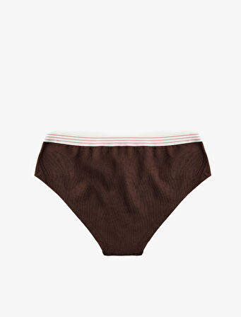 Rahat Kalıp Bel Detaylı Baskılı Pamuklu Brief Külot