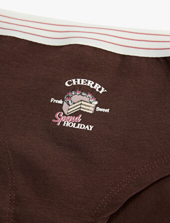 Rahat Kalıp Bel Detaylı Baskılı Pamuklu Brief Külot