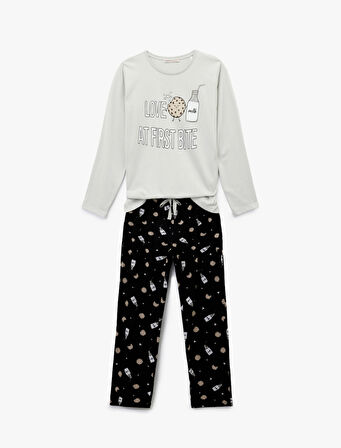 Pamuklu Baskılı Pijama Takımı
