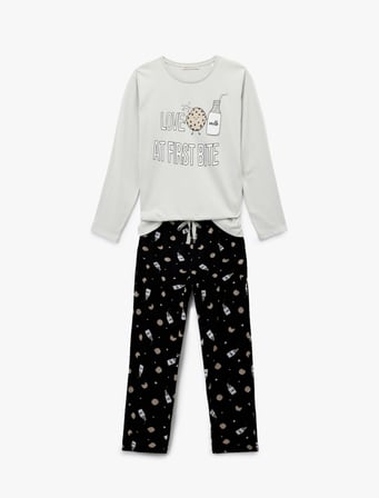 Pamuklu Baskılı Pijama Takımı