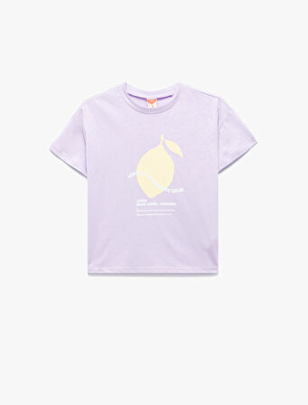 Pamuklu Bisiklet Yaka Kısa Kollu Baskılı Tişört