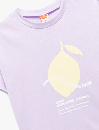 Pamuklu Bisiklet Yaka Kısa Kollu Baskılı Tişört