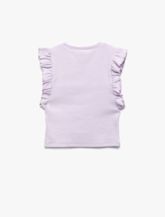 Fırfırlı Fiyonk Detaylı Bisiklet Yaka Kolsuz Pamuklu Ribanalı Atlet