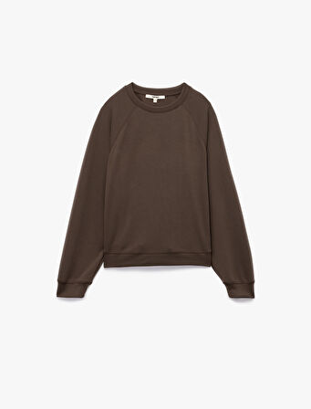 Modal Kumaş Rahat Kalıp Uzun Kollu Bisiklet Yaka Sweatshirt