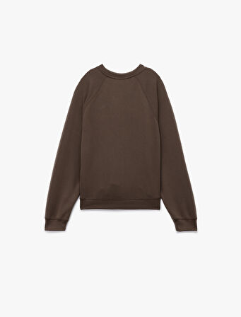 Modal Kumaş Rahat Kalıp Uzun Kollu Bisiklet Yaka Sweatshirt