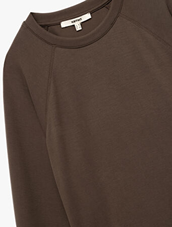 Modal Kumaş Rahat Kalıp Uzun Kollu Bisiklet Yaka Sweatshirt