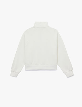 Rahat Kalıp Modal Kumaş Uzun Kollu Dik Yaka Yarım Fermuarlı Sweatshirt