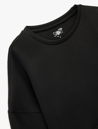 uzun kollu bisiklet yaka oversize spor sweatshirt