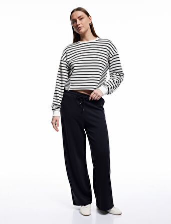 Modal Karışımlı Normal Bel Cepli Geniş Düz Paça Eşofman Altı