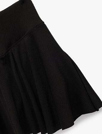 Rahat Kalıp Yüksek Bel Pileli Şort Etek