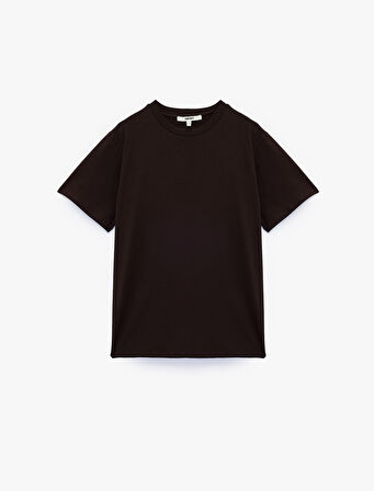 Kısa Kollu Bisiklet Yaka Pamuklu Basic Oversize Tişört