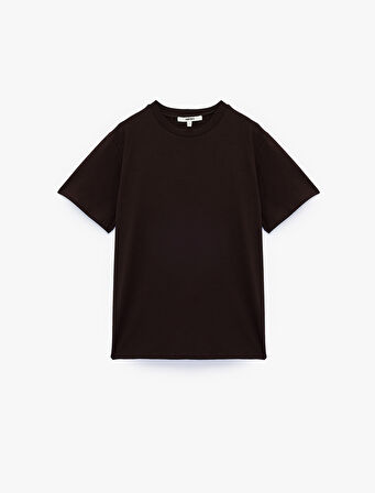 Kısa Kollu Bisiklet Yaka Pamuklu Basic Oversize Tişört