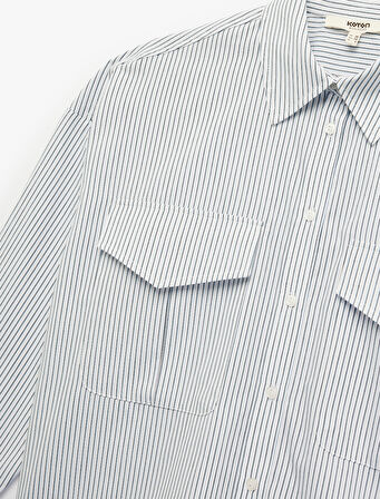 Regular Fit Pamuklu Uzun Kollu Klasik Yaka Kapaklı Çift Cep Detaylı Gömlek