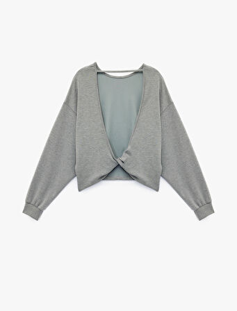 Modal Kumaş Kayık Yaka Uzun Kollu Arkası Pencere Detaylı Sweatshirt