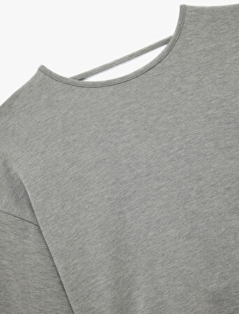 Modal Kumaş Kayık Yaka Uzun Kollu Arkası Pencere Detaylı Sweatshirt