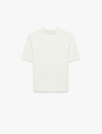 Yarım Düğmeli Kısa Kollu Triko Polo Yaka Kazak